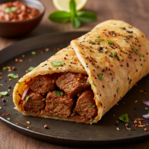 Mutton Tikka Tawa Roll (Butter Naan)
